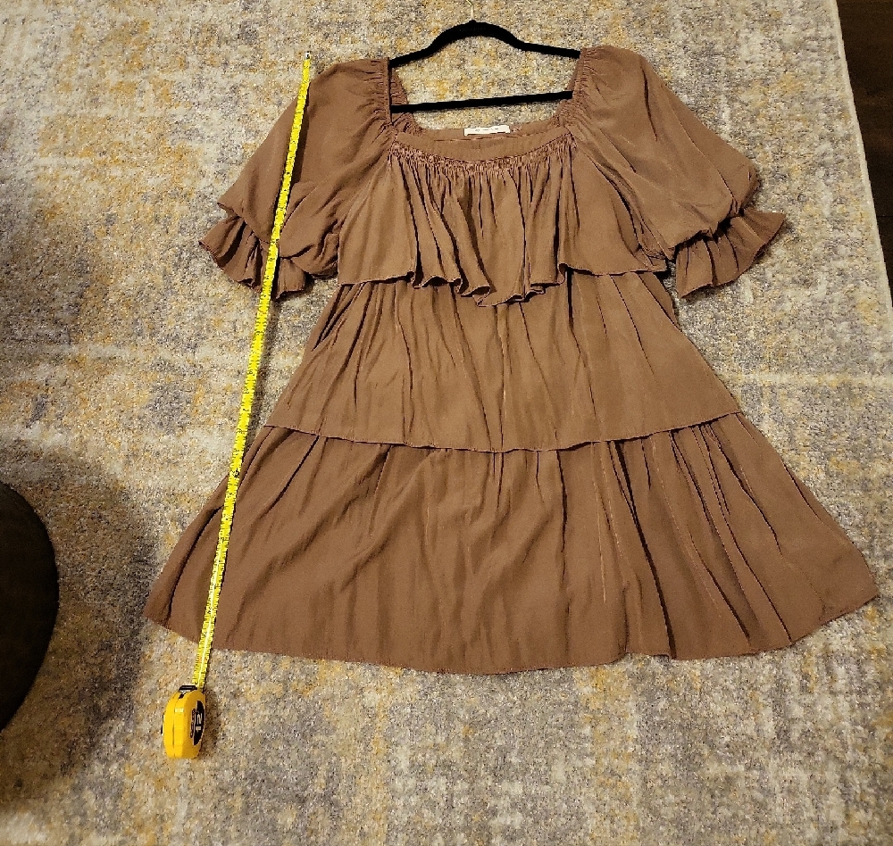 Elegant Brown Ruffle Dress